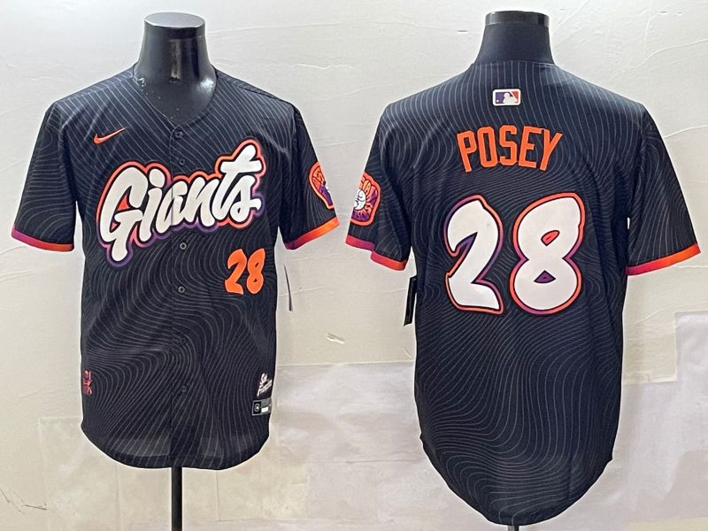 Men San Francisco Giants #28 Posey Black Second generation Joint Name Nike 2025 MLB Jersey style 10